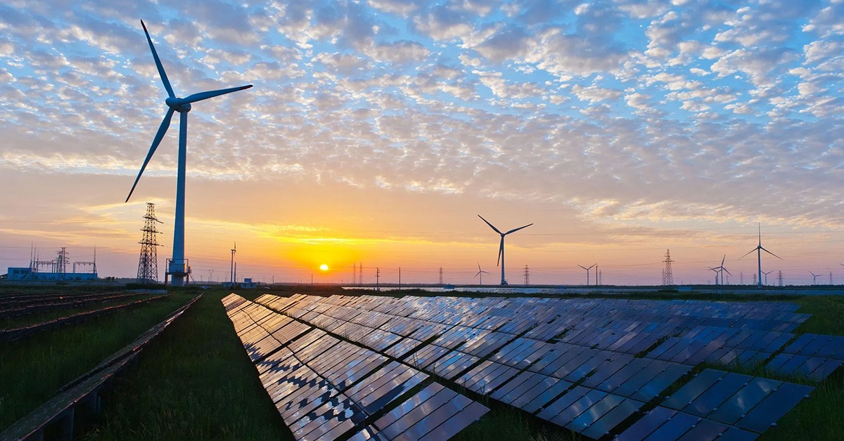 Solar panels and renewable energy infrastructure representing UAE's $54 billion clean energy investment